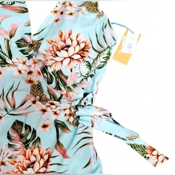 NWT- Kona Sol Floral Wrap One piece bathing suit - Picture 6 of 11